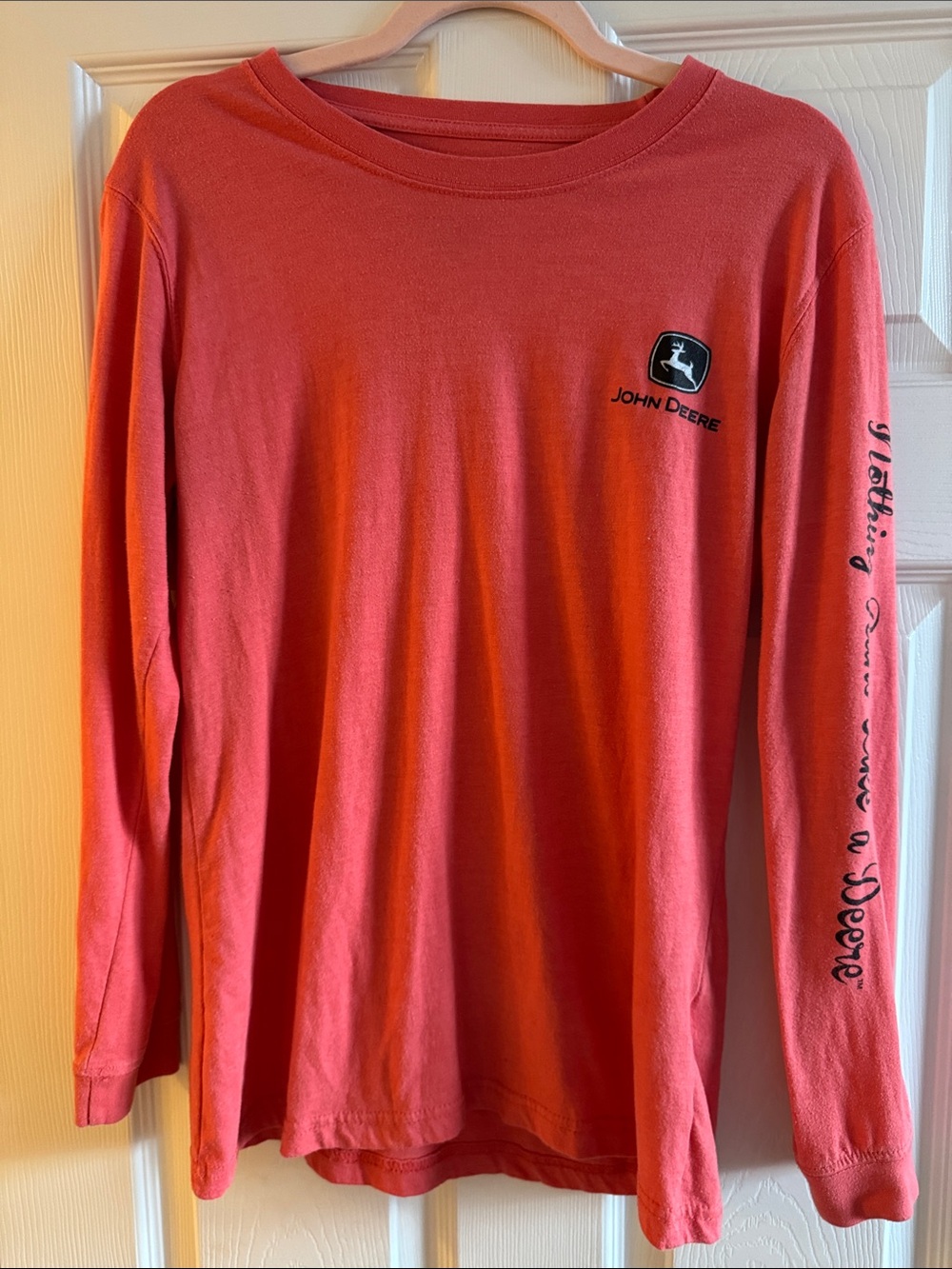 John Deere Long Sleeve Coral Crewneck